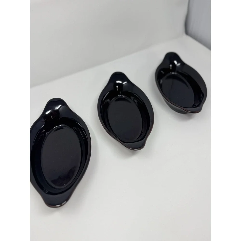 Pfaltzgraff Brown Drip 265 Au Gratin Oval Dishes Set of 3 Vintage Oven Safe